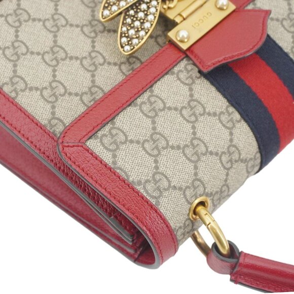 Gucci Queen Margaret Bee GG Supreme Canvas Shoulder Bag Red 476541 - Picture 6 of 16